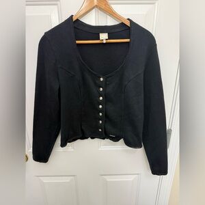 Moser Black Button-Front Long Sleeve Top